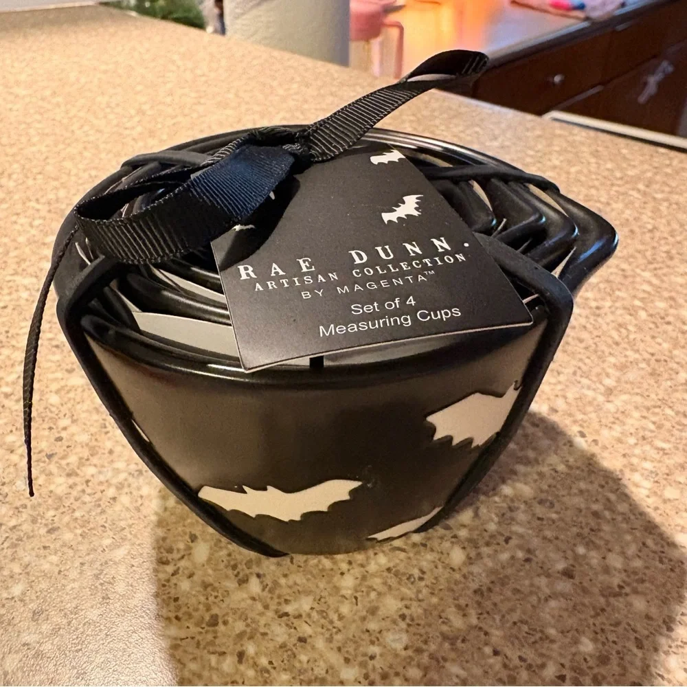 Rae Dunn Black Measuring Cups Set Spooky Halloween Bats